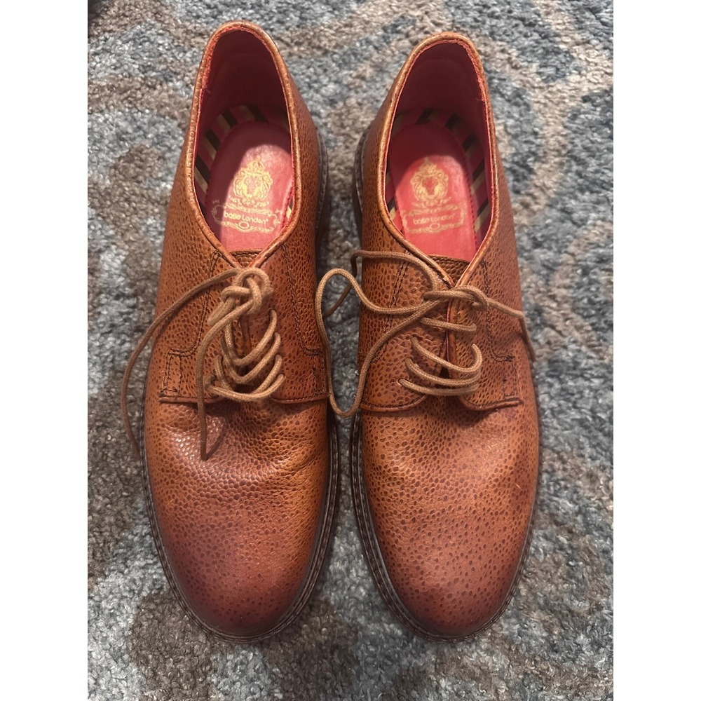 BASE LONDON MENS Dress Oxfords Brown Leather Lace Up Casual Shoes